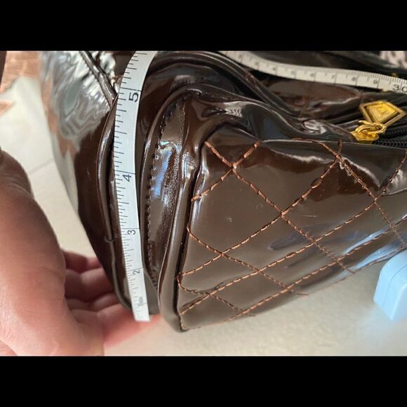 Chocolate Brown Patent Leather Handbag - Picture 11 of 11